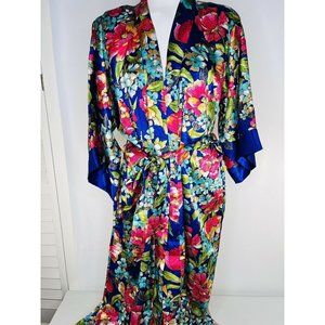 California Dynasty Vintage 80s Satin Floral Maxi … - image 1